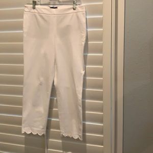 White scallop bottom pants